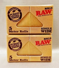2 Boxes Raw Classic Single Wide Natural Unrefined 5 Meter Rolls Rolling Papers