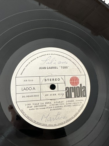 JUAN GABRIEL "TODO"-33 RPM Ariola 83-Free Shipping In USA - Picture 4 of 7