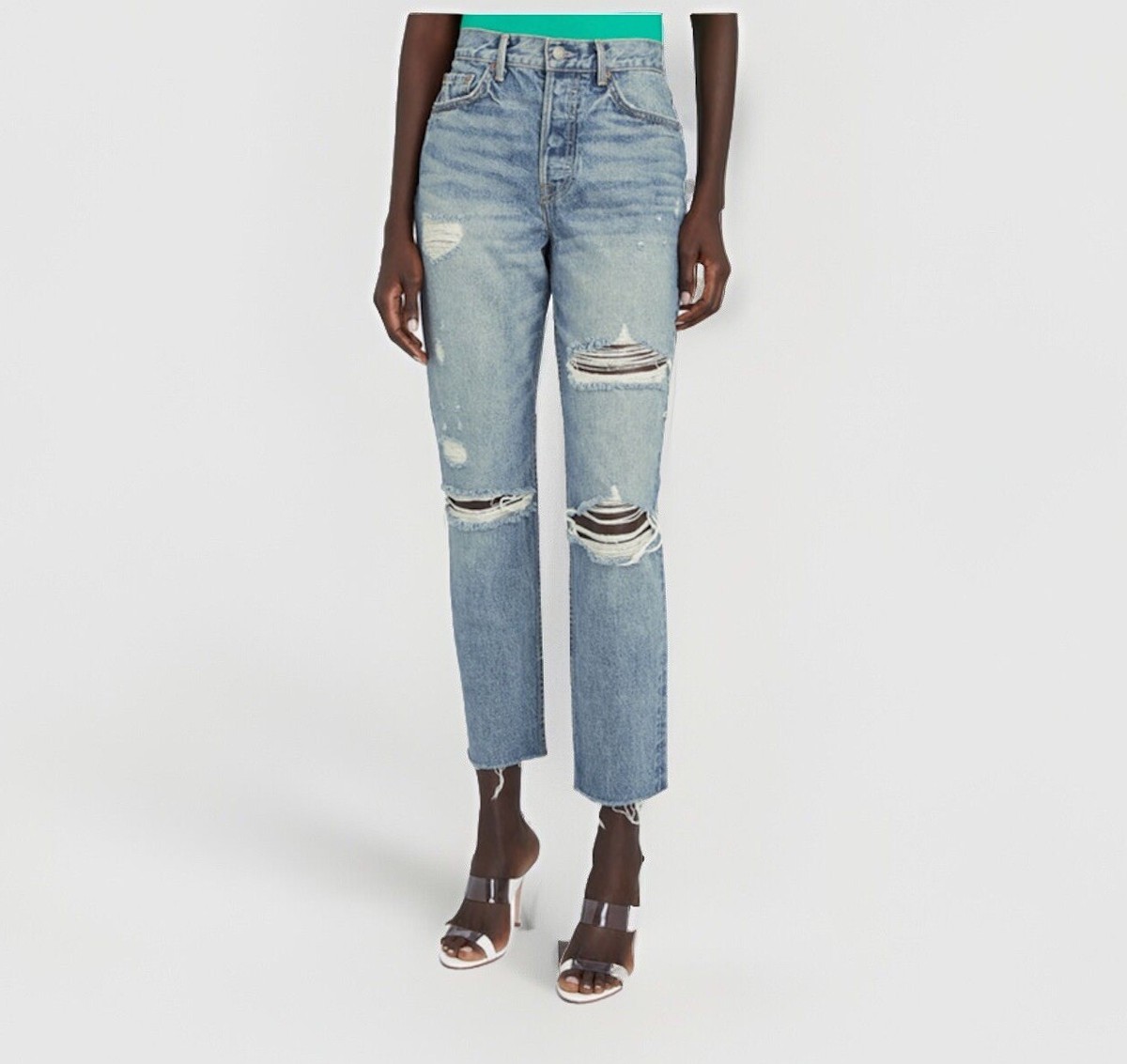 GRLFRND Women’s Karolina High-Rise Slashed Denim Jeans Size 26 Made In USA  NEW