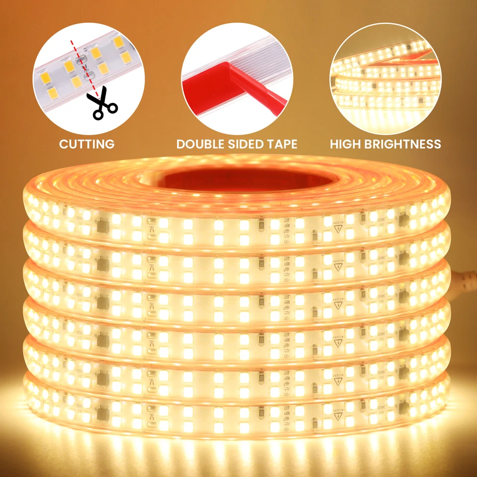Striscia LED COB 220V Adesiva IP67 Impermeabile 2835 240led/m da Interno Esterno - Immagine 4 di 4