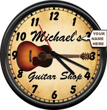 Personalized Guitar Shop Owner Sales Service Luthier Instrument Sign Wall Clock 