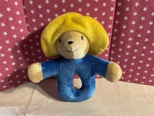 VTG. EDEN PLUSH PADDINGTON BEAR GRASPING RATTLE, SOFT VELOUR-LIKE, 6 IN WASHABLE