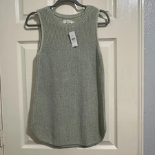 LOFT Soft/Sage Green Sleeveless Knit Tank Top Sz M Medium NWT $44.50