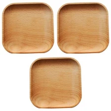 3 pcs Dinner Platter Steak Plate Soy Sauce Dish Wood Serving Platters