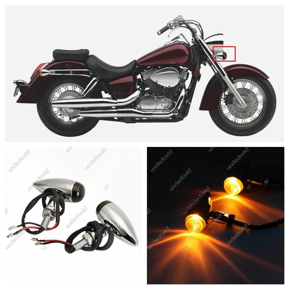 Chrome Turn Signals For Yamaha V-Star XVS 650 1100 Custom Silverado Foto 3 de 4