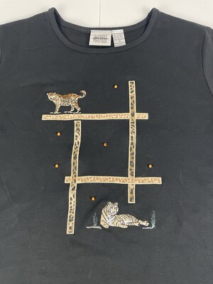 Jason Maxell Medium Black Vintage T-Shirt Short Sleeve Tiger Jaguar Big Cat