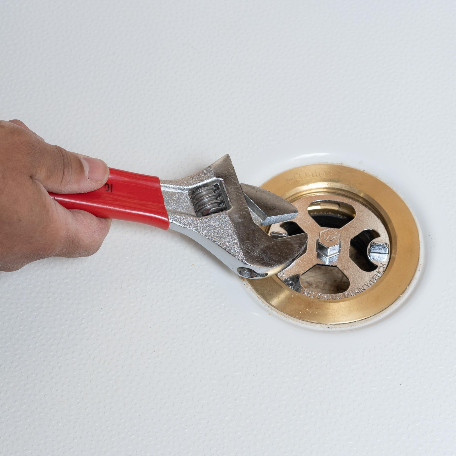 oatey 42239 brass and plastic nocalk shower drain wrench, stainless