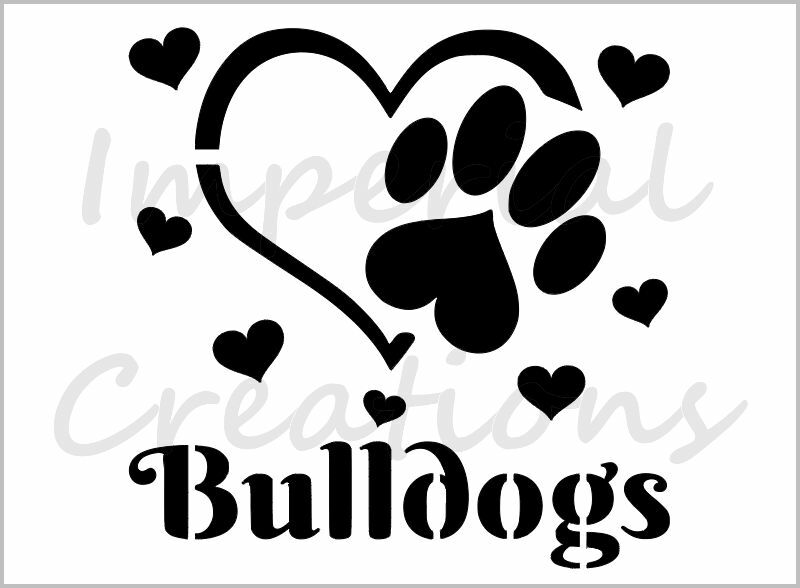 I Love Bulldogs Stencil Paw Print Dog Heart 8.5 i-love-bulldogs-stencil-paw-print-dog-heart-8-5-x-11-reusable-sheet-s1011-ebay