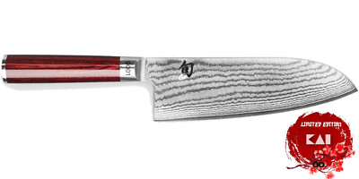 Kai: Shun Classic Red Santoku: Santokumesser 19cm Damastklinge lim. edition
