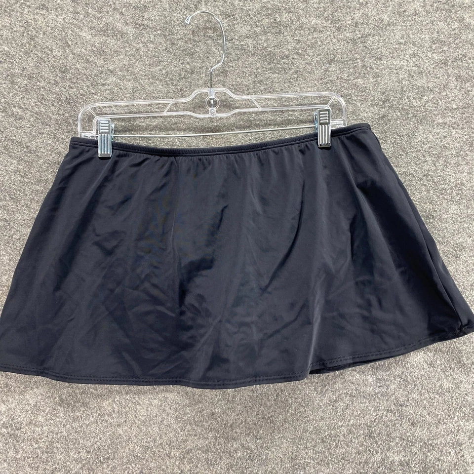 Speedo Swim Skirt Women 14 Black Pull On Lined Mid Rise Elastic Waist Solid - Image 4 of 4
