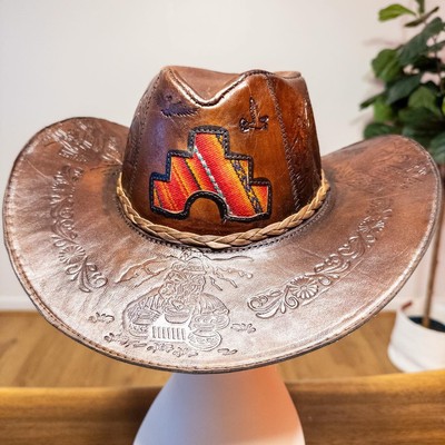 Origen Hats - Brown Handmade Cowboy Western Hat Leather Hat Premium Leather Hat