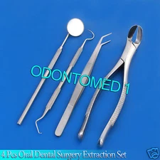 SET OF 4 PCS ORAL DENTAL SURGERY EXTRACTION KIT WITH EXTRACTING FORCEPS #6