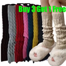 Women Winter Leg Warmers Long Knitted Crochet Knee Warmers Socks Legging Warm UK