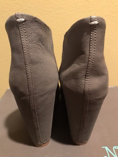 N.Y.L.A. Noelle Leather Taupe Wedge Ankle Boots 8.5 - Picture 6 of 9