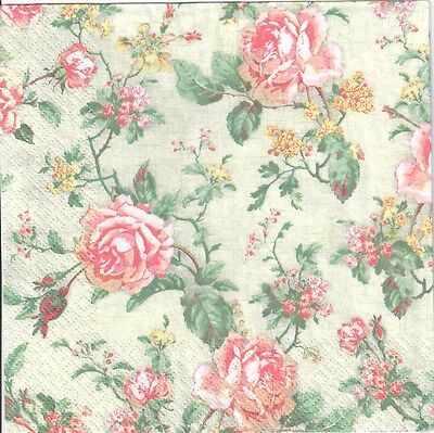4 Single Vintage Table Paper Napkins for Decoupage Lunch Decopatch Light Feather