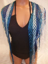 Sauvage Multi-Colored Blue Stripe Knit Sarong OS 2816L