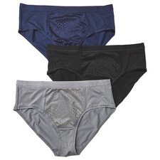Warners Womens 3pc Tummy Smoothing Microfiber Hipster Panty Set Gray