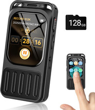 128GB Digital Voice Recorder with 2" Touchscreen Bluetooth, 3072Kbps HD Dual M