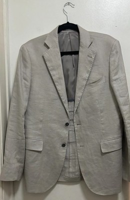 Alcott & Co. Premium 100% Linen Beige 1/2 Lined 2 Button Sports Blazer Sz 48 