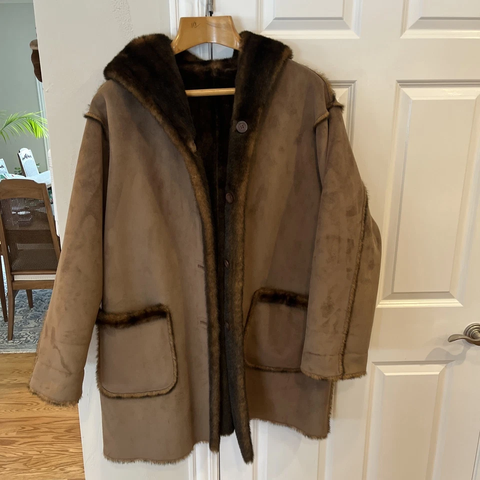 Jones New York Sport Mujer’s 3XL Imitación Gamuza Imitación Piel Abrigo Marrón Piel de Oveja Chaqueta Foto 2 de 4