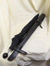 VINTAGE BLACK PARASOL ACWTATE UMBRELLA  VINYL CARRY CASE MADE IN JAPAN 28"