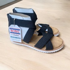 Skechers Women's BOBS Desert Kiss Sandal Braided Criss-Cross Black size 6