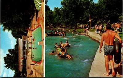 Vintage Postcard Camp Warnecke New Braunfels Texas Swimming Pool and Rapids
