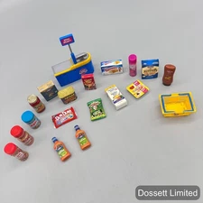 Mini Brands Mini Mart Playset Lot 17 Grocery Toy Food Basket Checkout