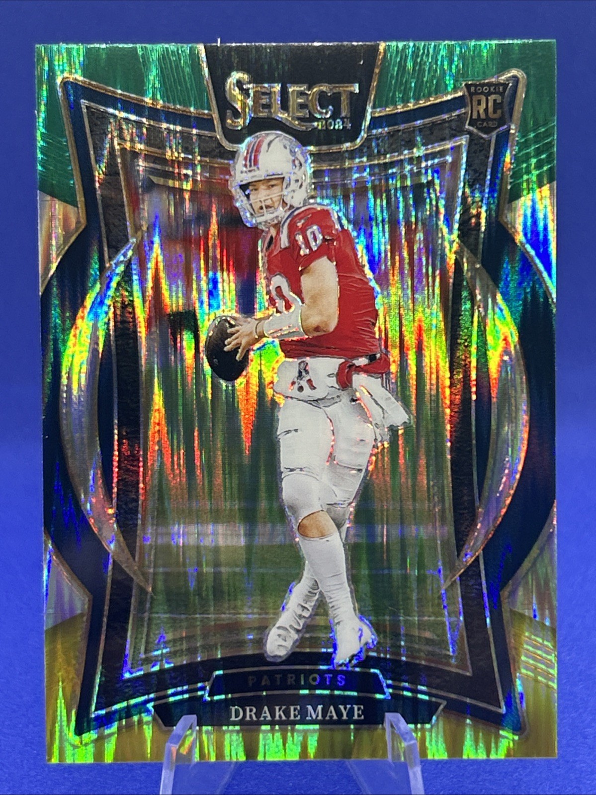 2024 Panini Select - Concourse Drake Maye #27 Green & Yellow Shock Prizm (RC)