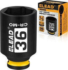 ELEAD 1/2" Drive Deep Impact Socket, 36 mm Metric 6 Point 1/2-inch Drive Impact