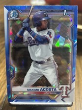 2021 Bowman Chrome Sapphire Maximo Acosta 1st Prospect #BCP-7 Rangers 