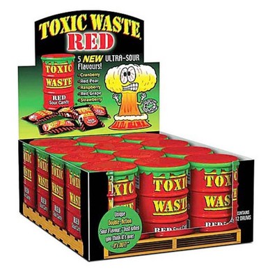 Toxic Waste Red Drums 12er Pack 48g extrem sauer Bonbons Süßigkeit