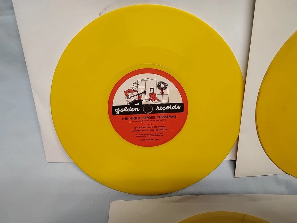 Yellow Vinyl 6" Golden records 78 RPM 1950's Santa Bugs Bunny Old Smoky lot of 5 - Image 2 of 4