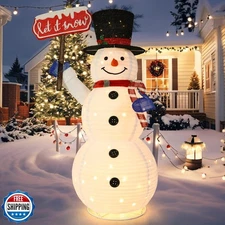 5.3FT Lighted Christmas Snowman Decoration with Top Hat, Scarf, G