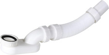 Flexible Freestanding Tub Drain Kit - Low Profile Flat P Trap for Bathtub Shower