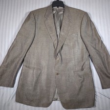 Canali Men's EU 56L US 46L Silk Wool Blazer Beige Brown 2 Button Made in Italy