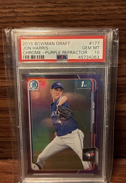 2015 Bowman Draft - Chrome Jon Harris #177 Purple Refractor /250 (RC) PSA 10