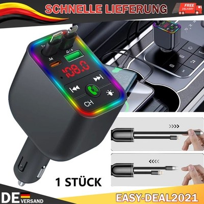 FM Transmitter Auto Bluetooth 5.0 Kfz Radio Adapter USB TYPE-C Ladegerät Handy