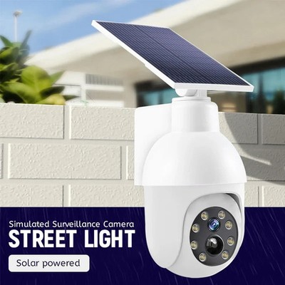 360 Solar Attrappe CCTV PTZ Kamera LED Sicherheitslicht Flutlicht für Haus Garten UK