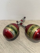 Pair of Vintage Hand Painted, carved Wood Maracas