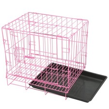 Folding Metal Dog Crate, Pink, Portable, Easy to Install, Durable, Secure,