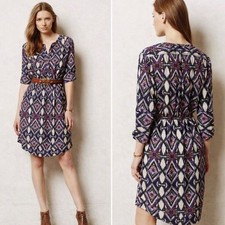 Holding Horses Anthropologie Mira Ikat Dress Women Size 0 Boho Indie Western