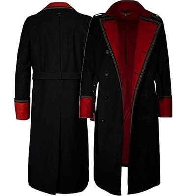 Handmade Warhammer 40k Commissar Imperial Guard Black Long Costume Coat