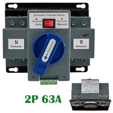 2P 63A Automatic Transfer Switch Dual Power 230V Generator Changeover Switch New