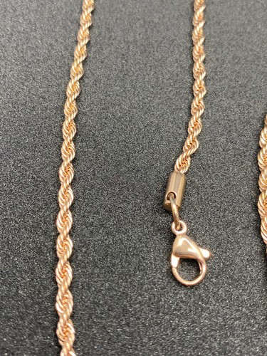 24k Rose Gold Plated 3mm Rope Chain 