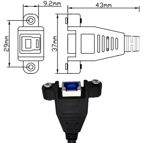 USB 3.0 Type B to USB B Panel Mount Extension Cable | Male to Female | 0.5m - Picture 3 of 3
