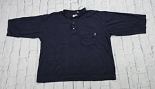 Tyndale FR Shirt Blue Henley Flame Resistant Workwear Long Sleeve MENS XL SHORT