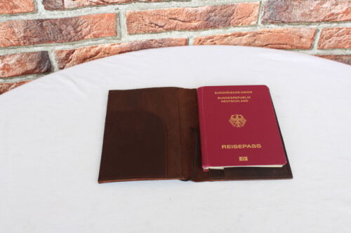 ECHT LEDER AUSWEISETUI Reisepassetui REISEPASSHÜLLE Leather PASSPORT Holder *208 - Bild 12 von 12