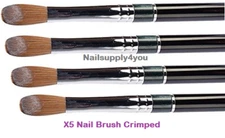 SUPER Kolinsky X5 Acrylic Nail Brush for Powder Manicure (CRIMPED) - Choose Size
