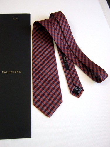 Cravate Valentino Vintage Homme – 100% Soie Rouge, Motif Tie-dye, Fabriquée En Italie